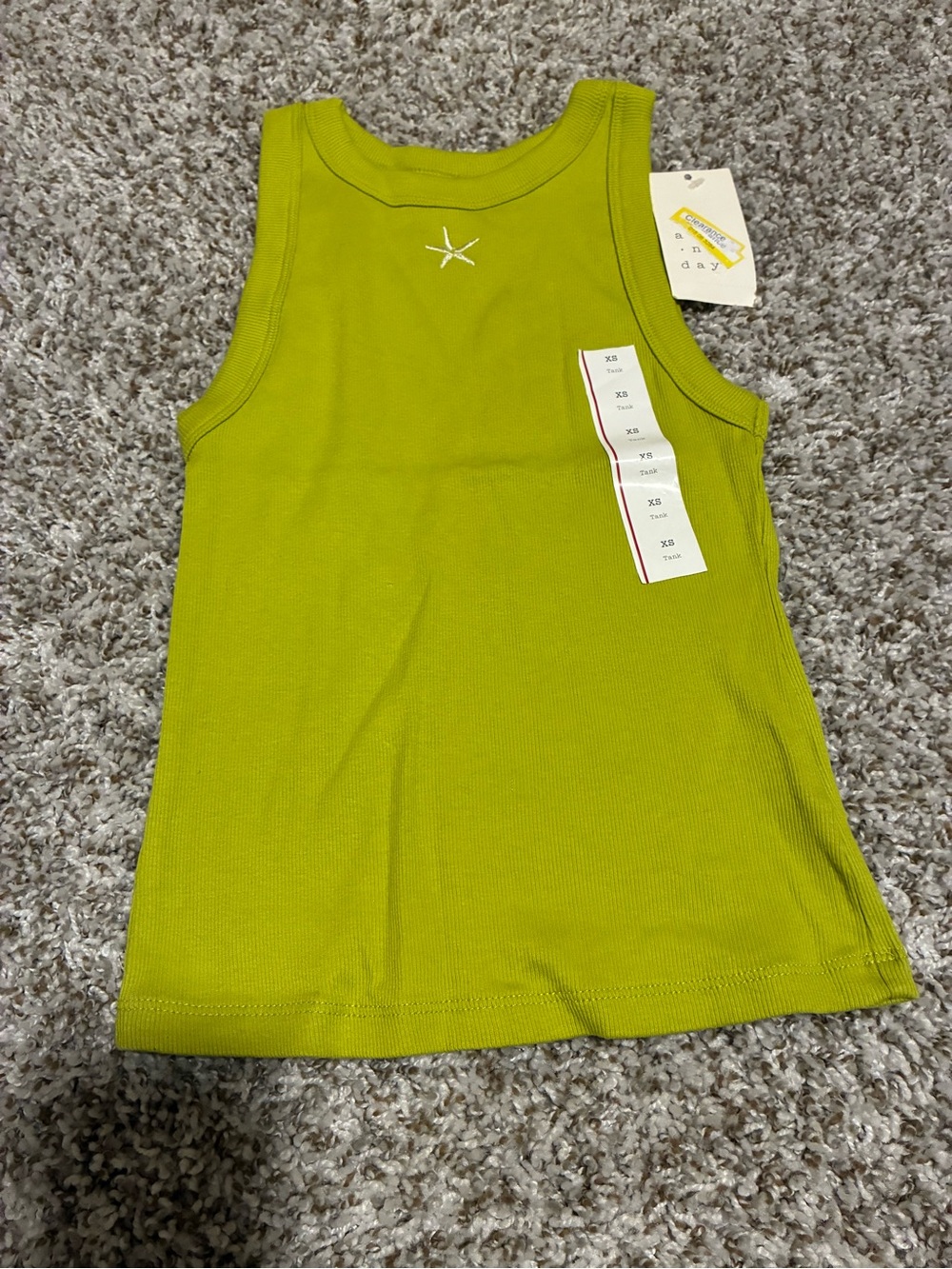 a new day Lime Green Ribbed Tank Top with Star Accent